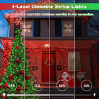JMEXSUSS Red and Green Solar Christmas Lights Outdoor Waterproof, 2 Pack 100 Led 33ft Color Changing Solar String Lights for Christmas Tree Decor