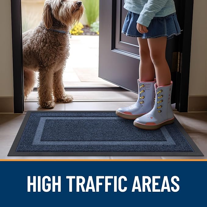 OLANLY Front Door Mat Outside 59x30, All-Season Heavy-Duty Rubber Doormat | Blue - Image 7