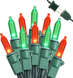 Brizled Red & Green Christmas Lights, 33ft 100 LED Christmas String Lights, 120V UL Certificated Xmas Tree Light Connectable, Mini Xmas Light Set Indoor Outdoor for Holiday Tree Party Home Decor