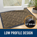 OLANLY Front Door Mat Outside 71x47, All-Season Absorbent Rubber Doormat | Brown - Image 4
