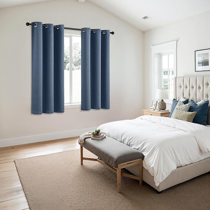 MIULEE Blackout Curtains for Bedroom 2 Panels 34 x 45 Inch Long Stone Blue | - Image 6