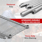 REIBII 58" W 5 Tier Heavy Duty Wire Shelving Unit with Adjustable Shelves - 1400LB Metal, Chrome - 58" W x 59" H x 13.8" D - Garage, Pantry, Kitchen