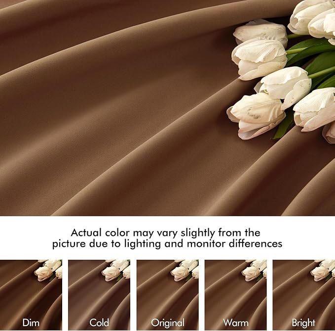 MIULEE Cappuccino Brown Back Tab Blackout Curtain 52"x102" Long 2 Panel Set | - Image 8