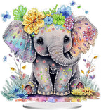 Diamond Painting Kits for Adults Beginners, 5D Full Drill Elephant Crystal Art Desktop Ornament, DIY Single Sided Home Office Desk Decor, Creative Craft Gift Set with Tools