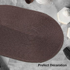 AHHFSMEI Placemats Set of 4 for Dining Table Washable Woven Vinyl Non-Slip 18x12 inches Placemat Heat-Resistant Durable Table Mats for Dining Table Easy to Clean (Oval Brown, 4)