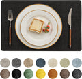 Romanstile Vinyl Placemats Set of 4-12 X 18 Inch - Heat Resistant Place Mats 100% Waterproof Oilproof Wipeable Reversible Faux Leather Table Mats for Kitchen/Dining/Party/Holiday, Black