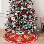 Gingerbread Man Candy Christmas Tree Skirt Xmas Tree Mat Christmas Tree Ornaments Decorations Holiday Party Indoor Outdoor 48"