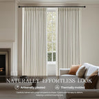 100% Blackout Pinch Pleated Linen Curtains 108 Inches Long - Image 2