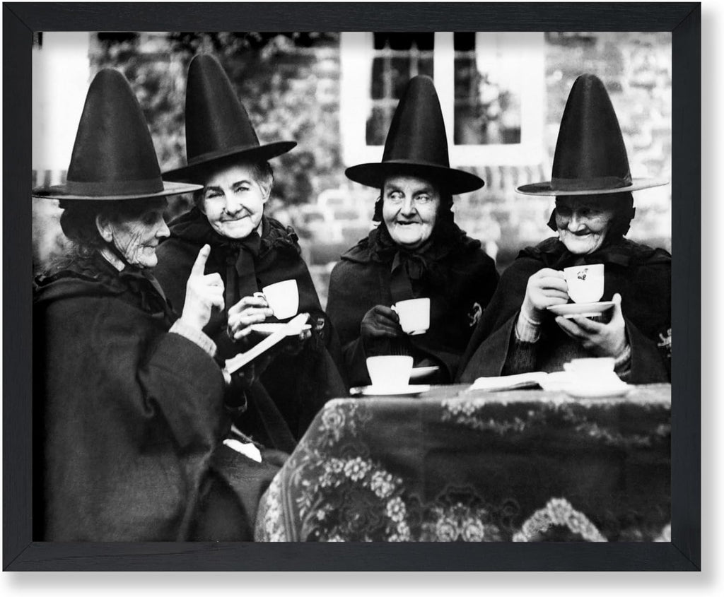 Poster Master Classic Photograph Poster - Vintage Halloween Print - Gift for Artist, Friend - Witches Tea Party, Old Women Smiling, Wearing Robes - Wall Decor for Living Room, 24x32 Unframed Wall Art