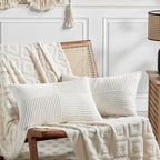 Fancy Homi 2 Packs Cream White Lumbar Decorative Throw Pillow Covers 20x28 Inch by Fancy+Homi