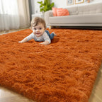 Amdrebio Burnt Orange Shag Area Rug 9x12 - Image 8