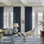 Pinch Pleated Extra Long Navy Linen Curtains 120 Inches Long | Farmhouse Modern - Image 2