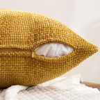 MIULEE Decorative Chenille Fall Pillow Covers Gold Brown 16x16 Pack of 4 | - Image 7