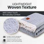 Gold Case Throw Blanket for Bed – 100% Recycled Turkish Cotton Bed Blanket – Decorative Throw Cotton Blankets for Living Room & Bedroom – Retro Grey Woven Queen Blankets – 90x90