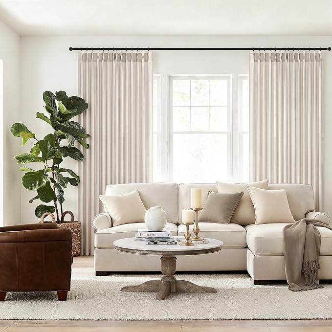Topfinel 102 Inch Curtains 2 Panels Set, Two Packs Pinch Pleat Back Tab Linen - Image 3