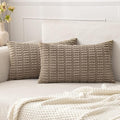 MIULEE Lumbar Corduroy Decorative Throw Pillow Covers 12x20 Light Brown | Pack by MIULEE