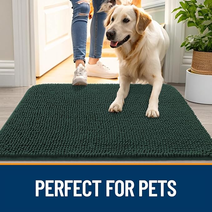 OLANLY Dog Door Mat for Muddy Paws 44x24, Super Absorbent Chenille Mud Mat | - Image 6