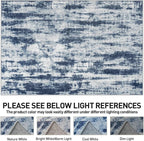 10x14 Area Rugs for Living Room: Washable Abstract Blue Grey Badroom Carpet | - Image 7