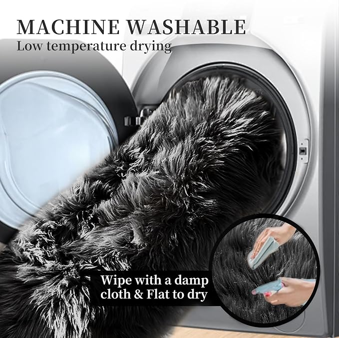 ORINOVA Black Washable Fluffy Area Rugs - Image 4