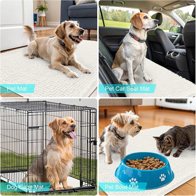 OLANLY Dog Door Mat for Muddy Paws 47x24, Super Absorbent Chenille Mud Mat | - Image 7