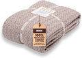 Gold Case Throw Blanket for Bed – 100% Recycled Turkish Cotton Bed Blanket – Decorative Throw Cotton Blankets for Living Room & Bedroom – Retro Beige Woven Queen Blankets – 90x90