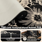 Findosom Hallway Runner Rug 2x6, Non Slip High-Low Textured Floral Washable - Image 4