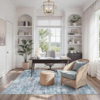 Soalmost Abstract 3x5 Rugs, Small Kitchen Entryway Area Rug Blue/Grey | Vintage - Image 3