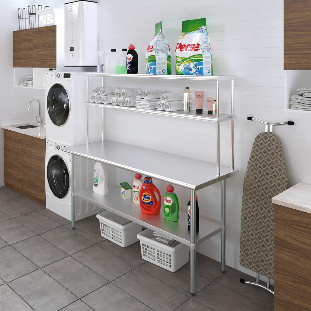 AmGood Double OverShelf Stainless Steel NSF - Many (72" Long x 12" Deep)