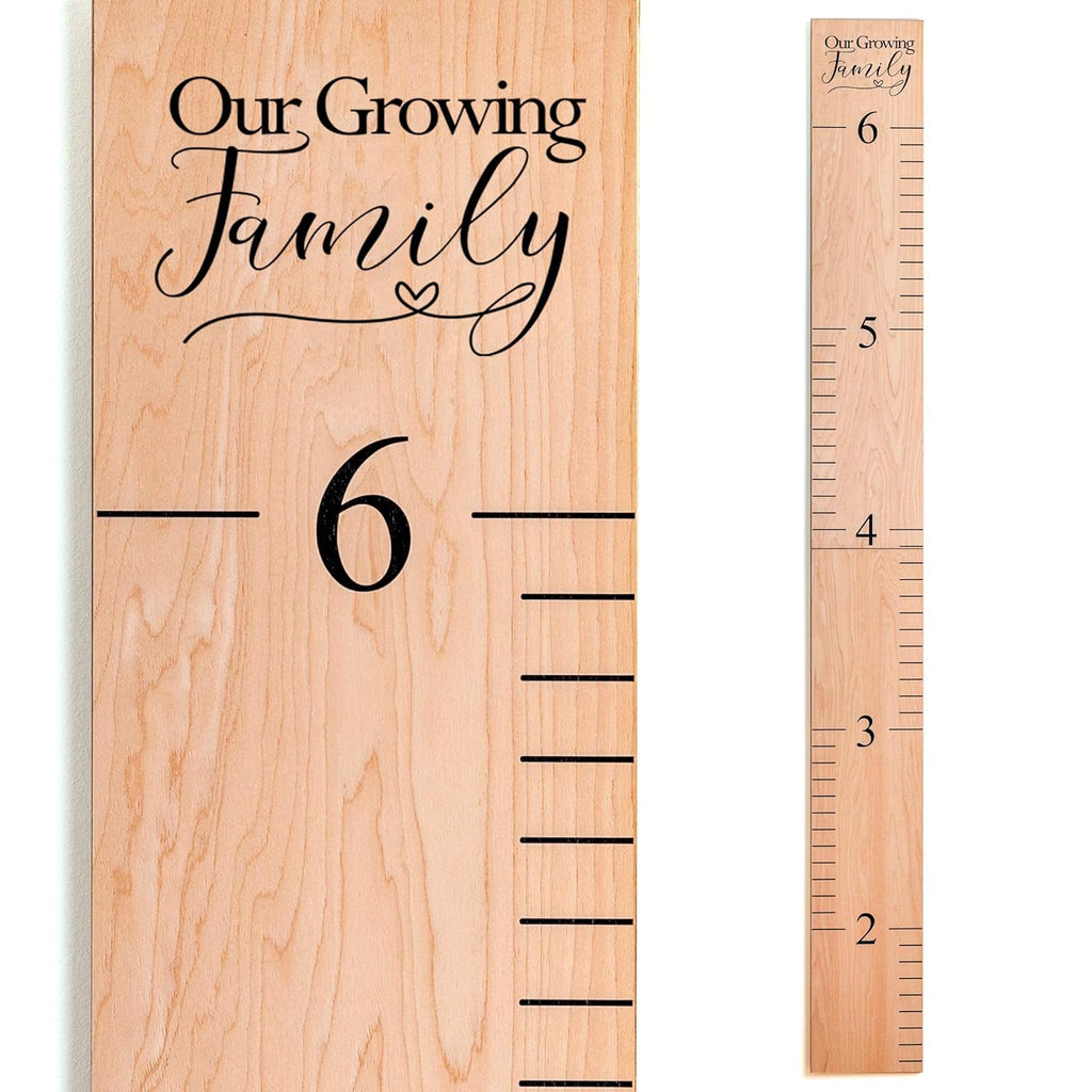 Wooden Growth Chart – Kids Height Chart, Wall Measurement for Kids, Height Chart for Wall, Growth Ruler for Children – Our Growing Family, Natural (63"x6.7")