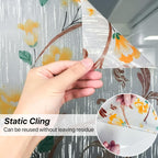 Niviy Stained Glass Window Privacy Film with Installation Tools, 3D Frosted Glass Window Decals UV Protection Sun Blocking Static Clings Non Adhesive Glass Stickers for Home 17.5 x 118 inch