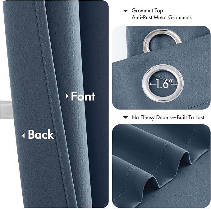 MIULEE Blackout Curtains for Bedroom 2 Panels 40 x 96 Inch Long Stone Blue | - Image 4