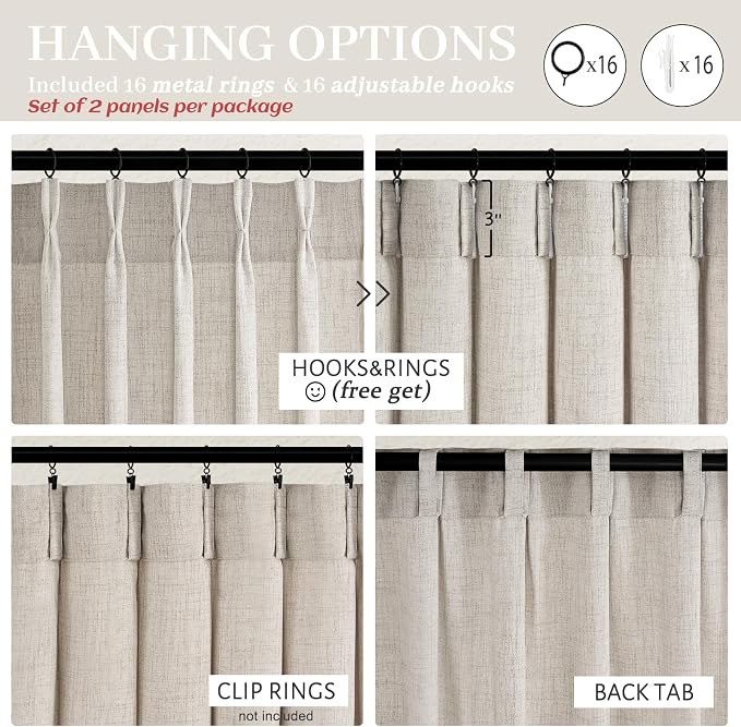 Greyish Brown Natural Linen Curtains 84 Inch Length 2 Panels - Image 3
