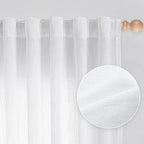 MYSKY HOME White Curtains for Living Room 1 Panel, Semi Sheer Curtains & Drapes by MYSKYHOME