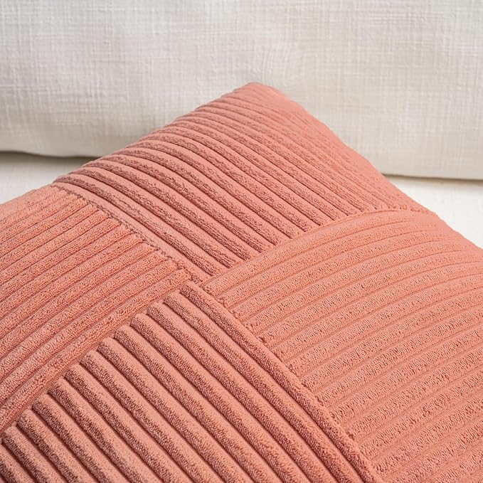 Fancy Homi 2 Packs Coral Samll Decorative Throw Pillow Covers 12x12 Inch - Image 3