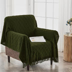 inhand Knitted Throw Blankets for Couch and Bed, Soft Cozy Knit Blanket with Tassel, Dark Green Lightweight Decorative Blankets and Throws, Farmhouse Warm Woven Blanket for Men and Women, 50"x60"