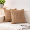 Aegero Pack of 2 Corduroy Decorative Throw Pillow Covers 24x24 Inch, Coffee | by Unknown