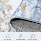 9x12 Area Rug for Living Room, Abstract Washable Large Rugs, Light Blue | - Image 7