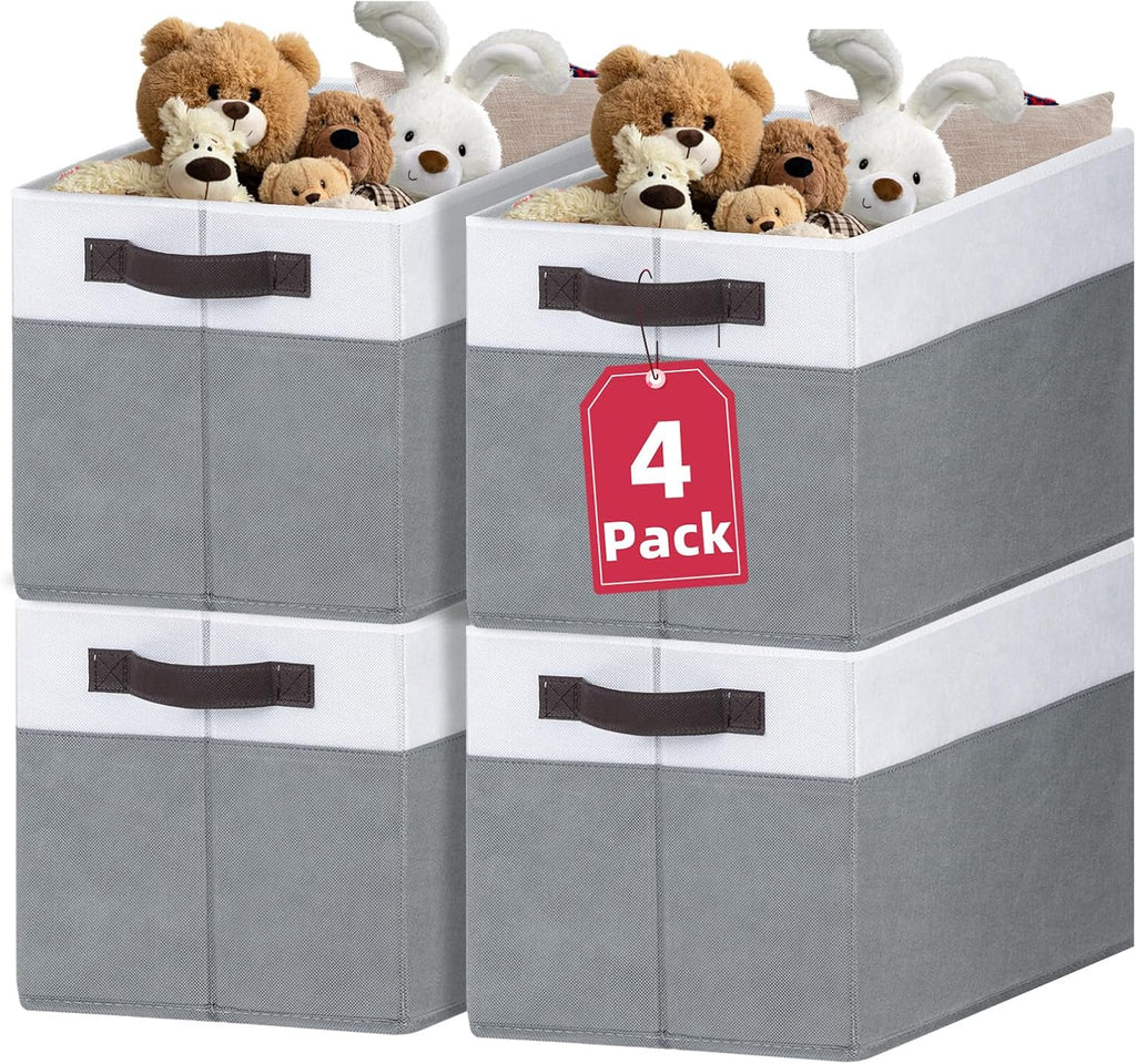 Criusia Extra Large Storage Bins 4 Pack - 16x12in Closet Organizers and Storage Baskets for Organizing Clothes Toy Blanket - Fabric Storage Cubes Containers for Shelves - All Room Organization