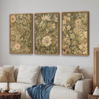 SIGNINART Vintage Floral Framed Canvas Wall Art Set of 3, Mid Century Modern Wildflower Wall Decor, Neutral Botanical Artwork, Retro Plant Art Prints for Bedroom, Living Room, Office 16"x24"