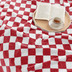 LOMAO Throw Blankets Flannel Blanket with Checkerboard Grid Pattern Soft Throw Blanket for Couch, Bed, Sofa Luxurious Warm and Cozy for All Seasons (Red, 50"x60")