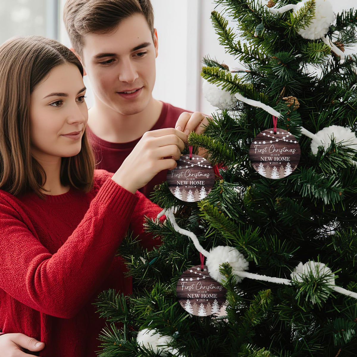 New Home Ornament 2025 - First Christmas in Our New Home Ornament - Housewarming Gifts for Women, Couples, Homeowners - First Home Gift Ceramic Christmas Ornament Keepsake, Home Décor 2025