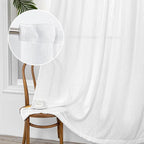 MYSKY HOME White Linen Sheer Curtains 63 inch length Light Filtering Semi Sheer - Image 9