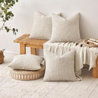 MIULEE Soft Decorative Chenille Euro Pillow Covers Cream 24x24 Pack of 4 | - Image 4