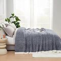 Snuggle Sac Heather Navy Oversized Twin-XL Size Blanket, Super Soft, Warm, Knit, 66x90 inches