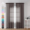 Chocolate Brown Sheer Curtains 84 Inches Long 2 Panels, Light Filtering Sheer by OVZME