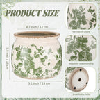 Vintage Planter Large Ceramic Plants Pot Beige Green Vintage Floral Ice Crack Cottage Scroll Vase Flower Vase Pot Indoor Plants Home Kitchen Decor Farmhouse Antique Decorative Gifts