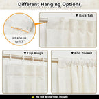 MYSKY HOME Country Curtains for Sliding Glass Door, Back Tab Semi Sheer Curtain - Image 3