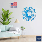 Riverside Designs Wacky Solar Moon Metal Wall Art Steel Outdoor Decor | Heavy-Duty and Waterproof | Made in USA (Teal, 24L x 24W)