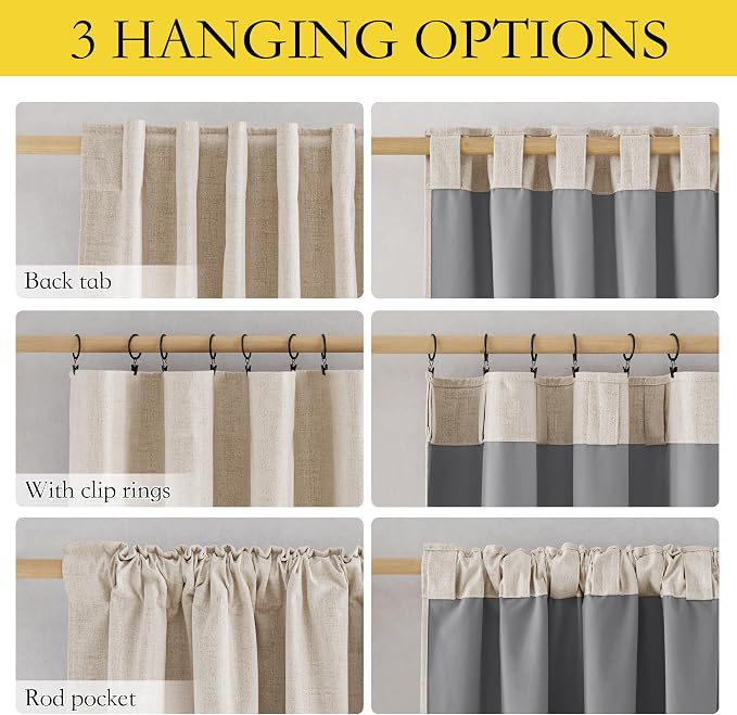 NICETOWN 100% Black Out Curtains 48 inch Long, Thermal Insulated & Noise - Image 9