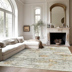 Soalmost 6x9 Area Rug for Living Room Washable Rugs Non-Slip Grey/Rust | - Image 2